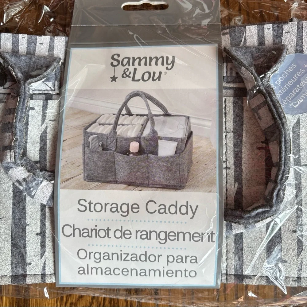 Sammy & Lou Felt Storage Caddy - Birch, Grey Print Removable Divider Sealed